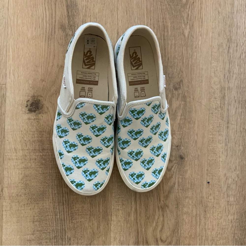 Vans Asher Slip-On Eco Friendly Earth Hearts Womens 9.5 Mens 8